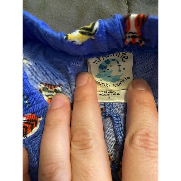 Nite nite Munki Munki Kids Animal Print Pajama Pants Blue Size 3 - Picture 3 of 5